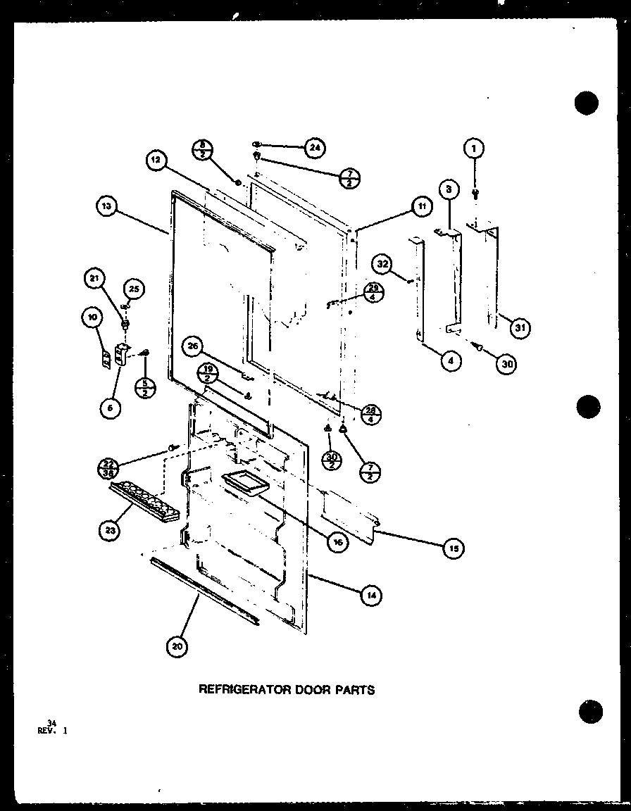 REFRIGERATOR DOOR PARTS (TRG20J/P7739034W) (TRGI20J/P7791105W) (TRGI20J/P7791106W)