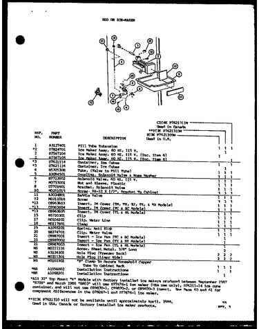 Add on ice-maker (ic3k/p7621309w) (ic3k/p7621310w) (cic4k/p7621311w)