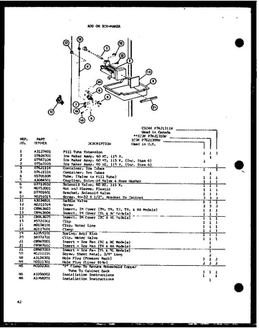 Add on ice-maker (ic3k/p7621309w) (ic3k/p7621310w) (cic4k/p7621311w)