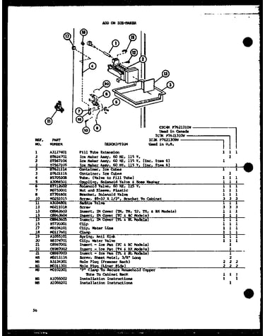 Add on ice-maker (ic3k/p7621309w) (ic3k/p7621310w) (cic4k/p7621311w)