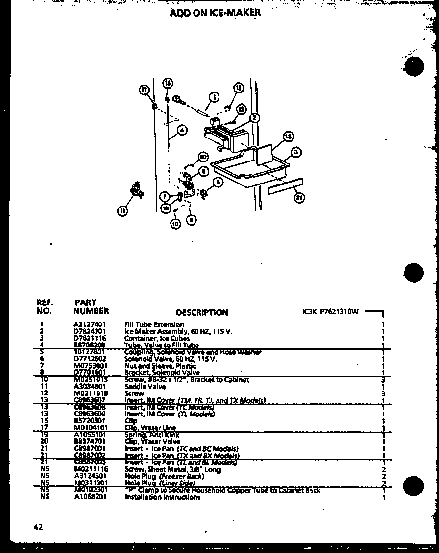 ADD ON ICE-MAKER (IC3K/P7621310W)