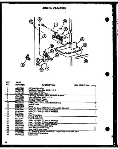 Add on ice-maker (ic3k/p7621310w)