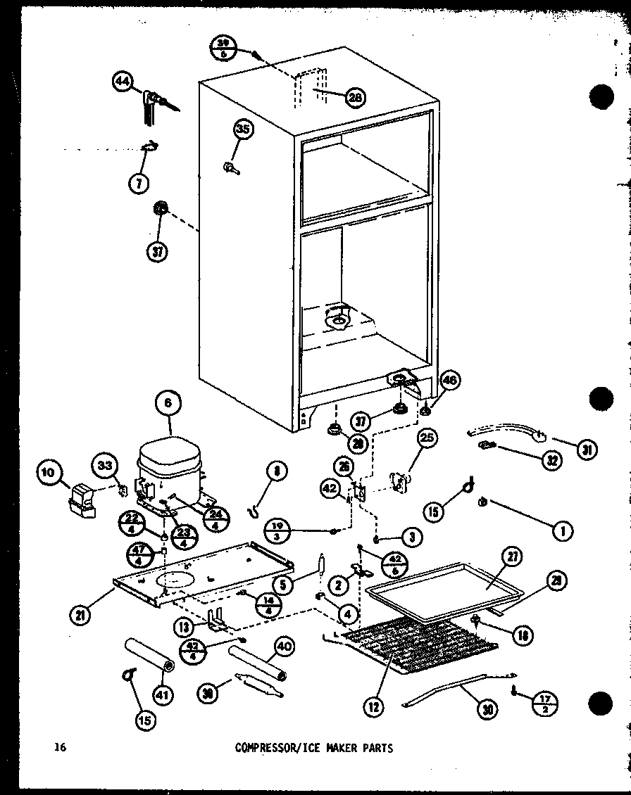 Compressor/ice maker parts (tm14k/p7705206w) (tm14kg/p7705206wg) (tm14kl/p7705206wl) (tm14k1g/p7705207wg) (tm14k1l/p7705207wl) (tm14k1/p7705207w)