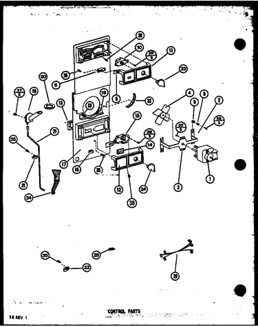 Control parts (tm14m/p7705208w) (tm14ml/p7705208wl) (tm14m1/p7705209w) (tm14m1l/p7705209wl) (tm14m1g/p7705209wg) (tm14nl/p7705210wl) (tm14n/p7705210w) (tm14n1g/p7705211wg) (tm14n1/p7705211w) (tm14n1l/p7705211wl)