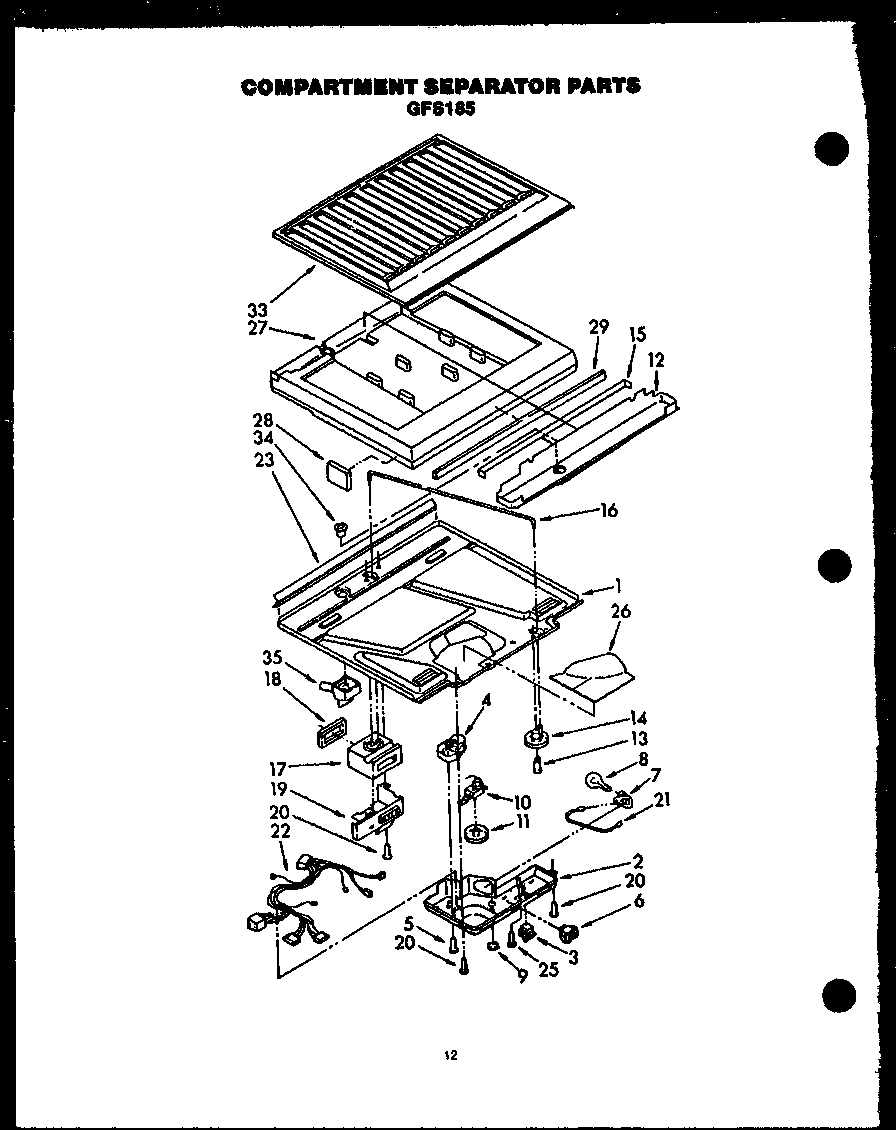 Compartment separator parts