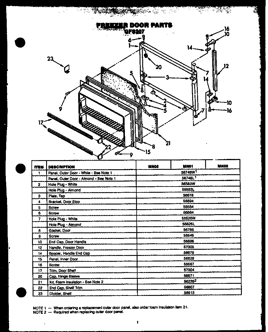 FREEZER DOOR PARTS