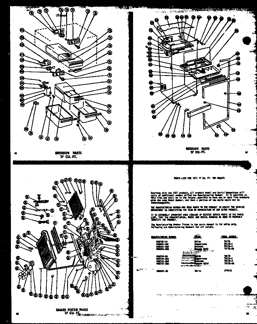 INTERIOR PARTS 17 CU. FT. (TR17G-C/P60101-1WC) (TR17G/P60101-1W) (TR17G-A/P60101-1WA) (TR17G-AG/P60101-1WG) (TM17G-C/P60101-2WC) (TM17G/P60101-2W) (TM17G-A/P60101-2WA) (TM17G-AG/P60101-2WG) (ETM17G/P60101-3W)