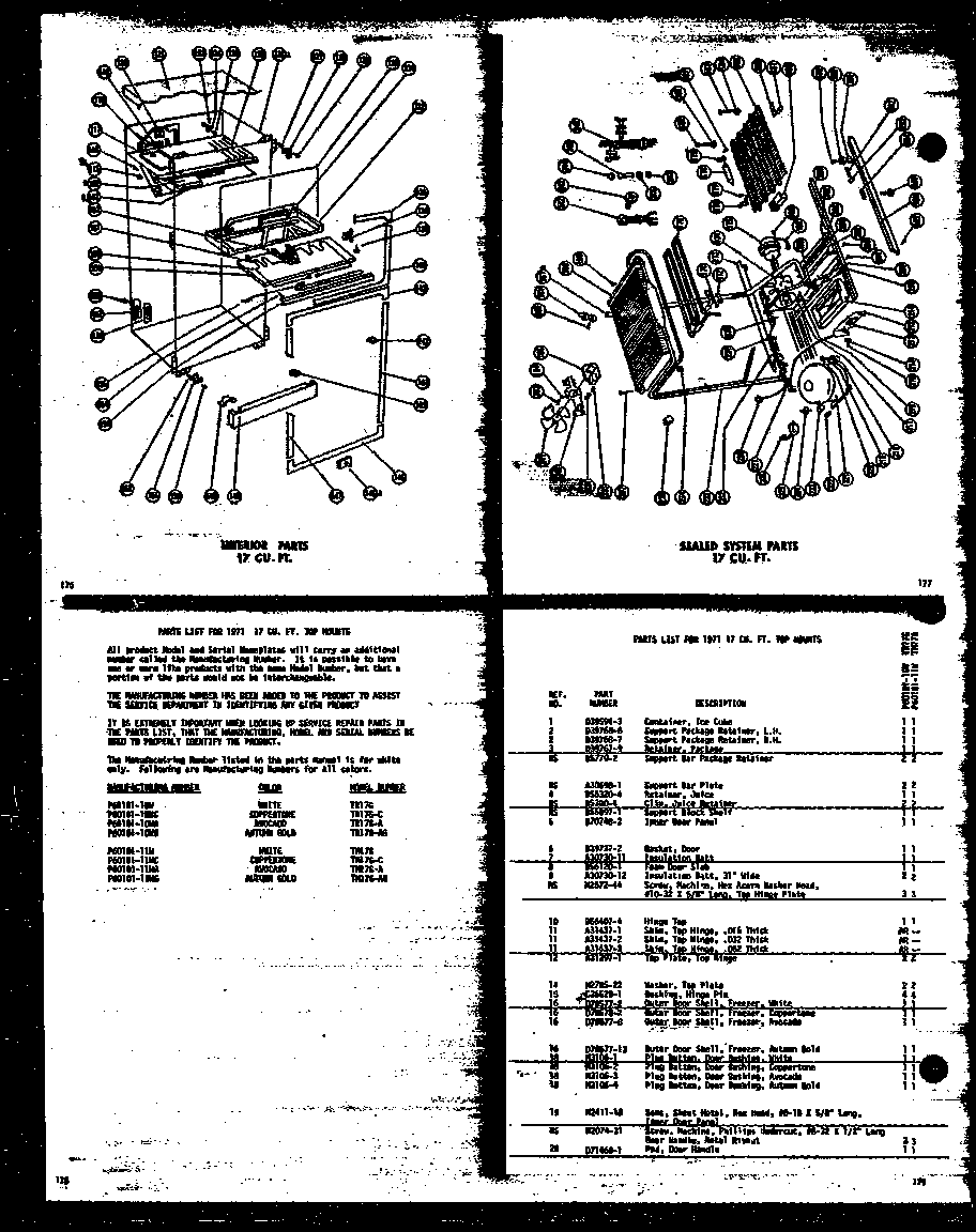 INTERIOR PARTS 17 CU. FT.