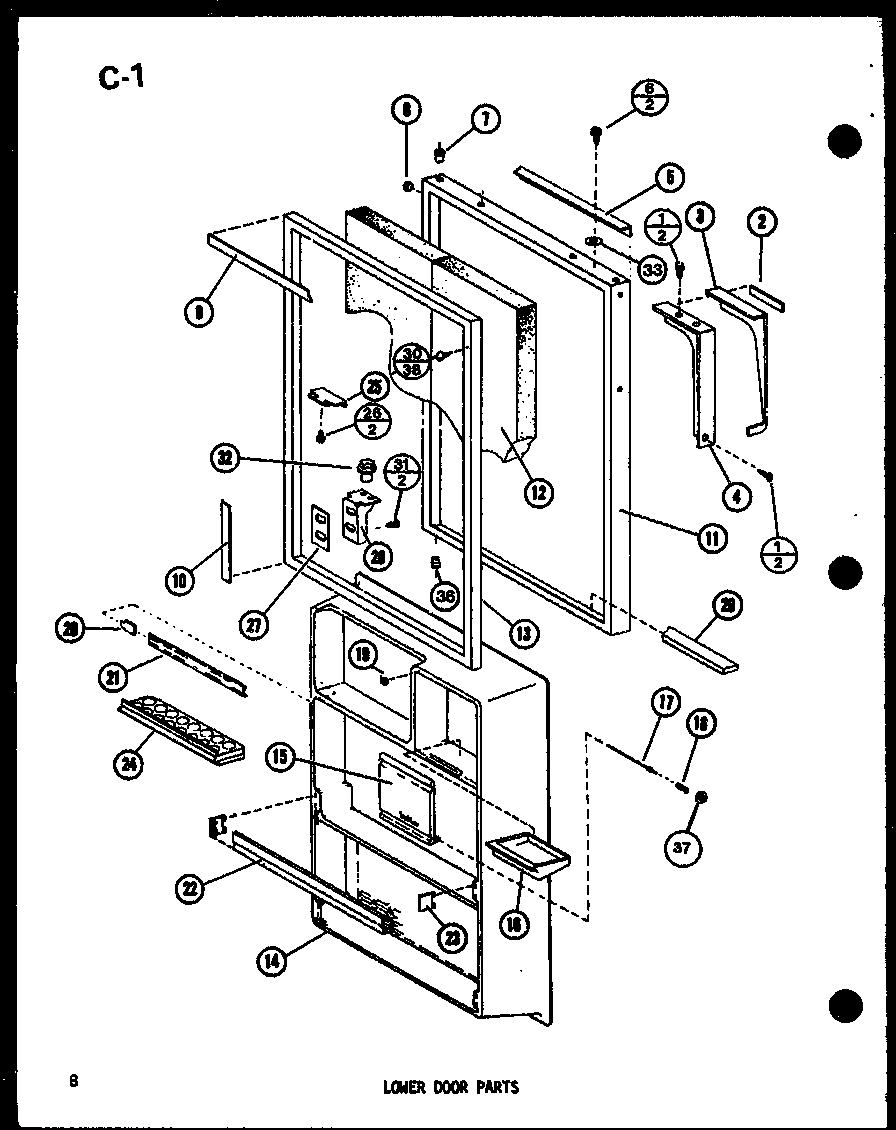 Lower door parts (tl20f-c/p76164-2wc) (tl20f/p76164-2w) (tl20f-l/p76164-2wl) (tl20f-a/p76164-2wa) (tl20f-g/p76164-2wg) (tli20f/p76164-3w) (tli20f-g/p76164-3wg) (tli20f-a/p76164-3wa) (tli20f-c/p76164-3wc) (tli20f-l/p76164-3wl)