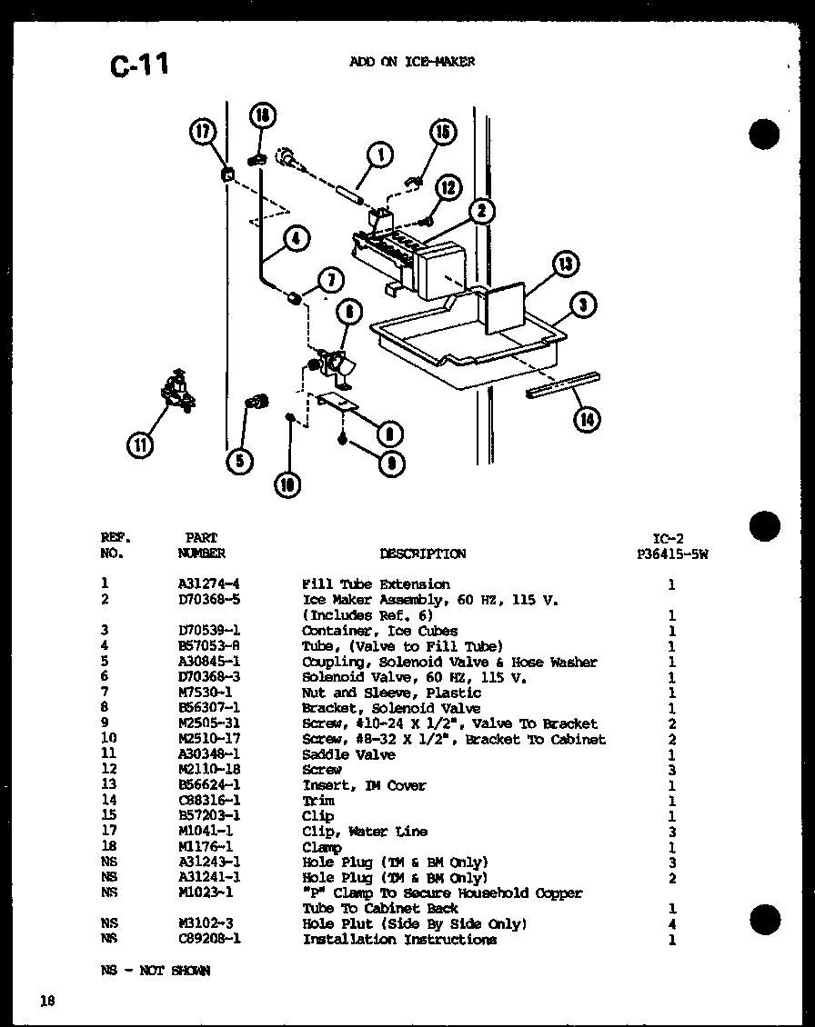 Add on ice-maker (ic-2/p36415-5w)
