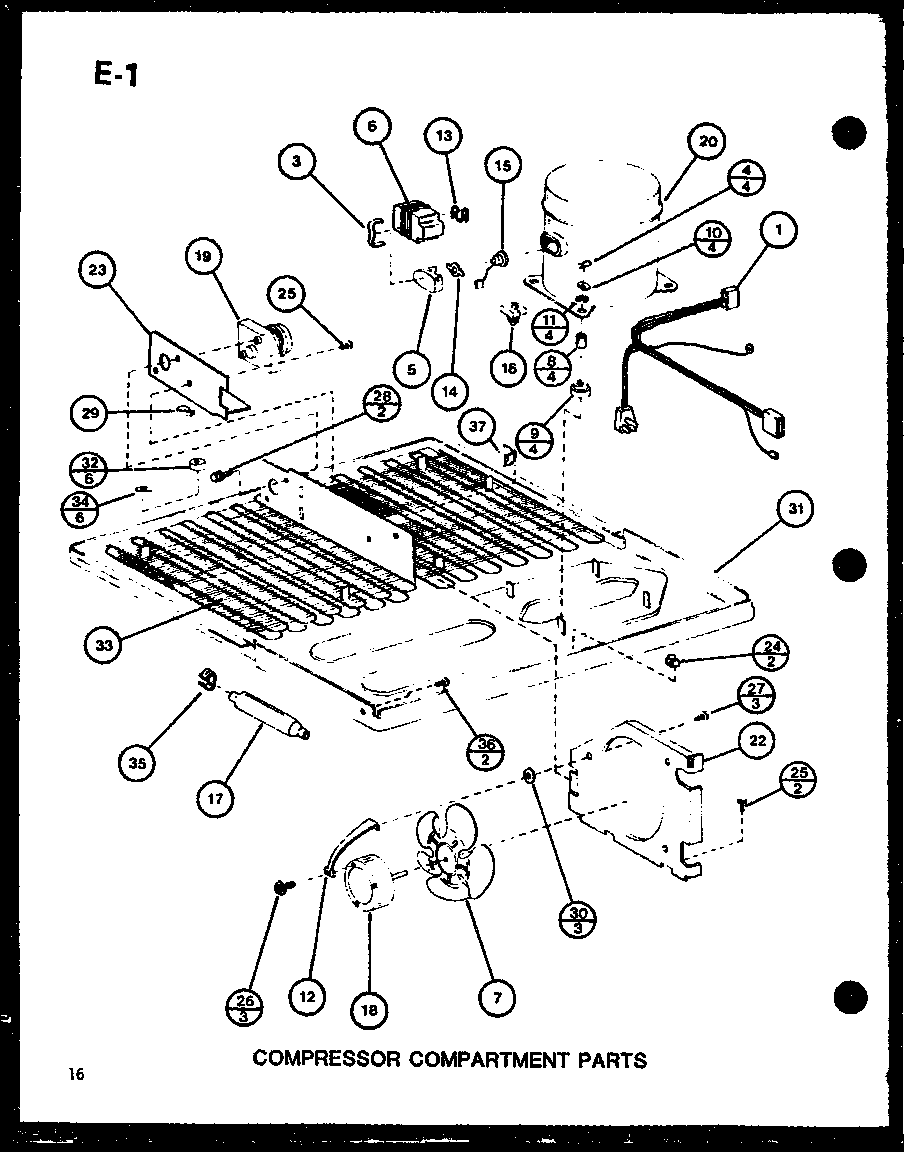 Compressor compartment parts (tc18g/p75535-1w) (tm18g/p75535-2w) (tc20g/p75535-3w) (tm20g/p75535-4w) (tr18g/p75535-5w) (tr20g/p75535-6w)