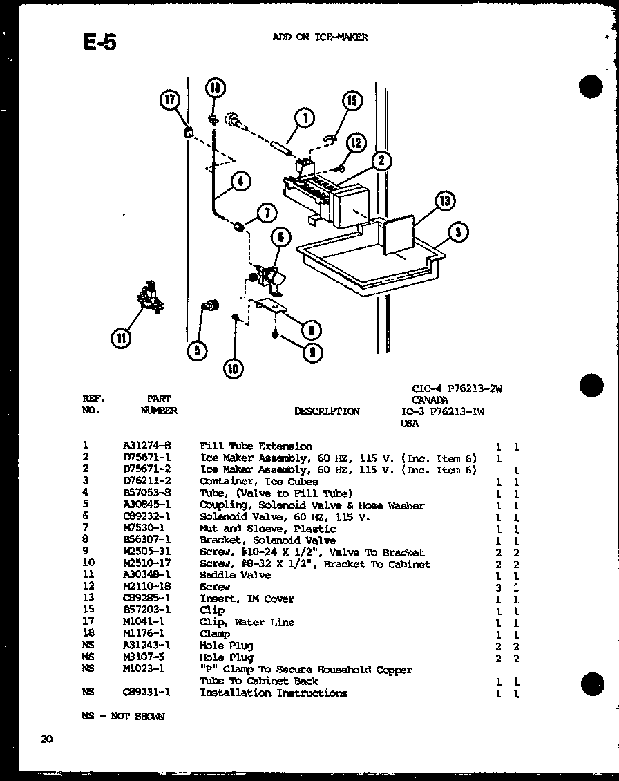 ADD ON ICE-MAKER (IC-3/P76213-1W) (CIC-4/P76213-2W)