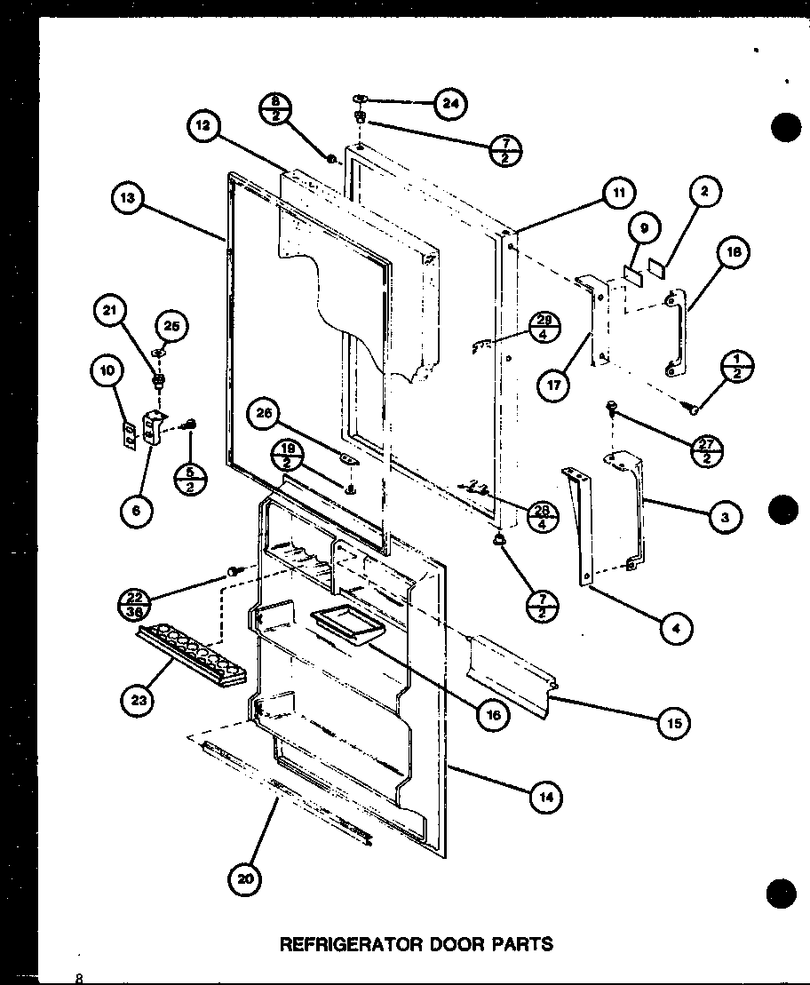 Refrigerator door parts (trg18sph/p7711028w) (trg18sph/p7711029w) (tm18h/p7711032w) (tr18h/p7711033w)