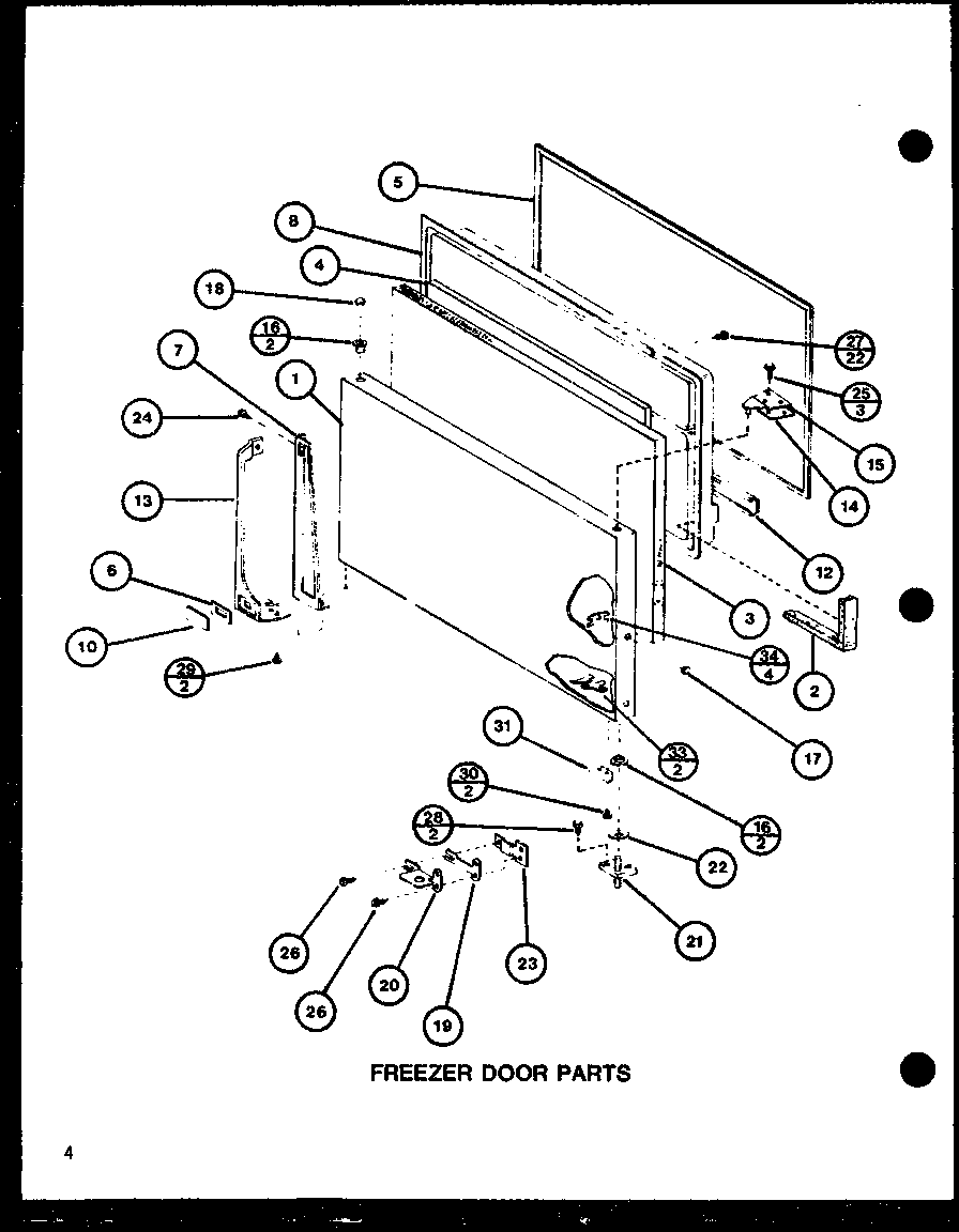 Freezer door parts (tr18h/p7711036w) (tc18h/p7711037w)