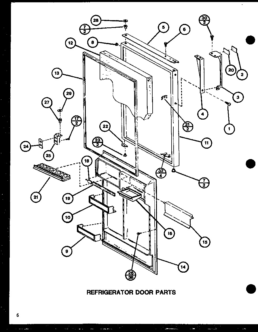 Refrigerator door parts (tr18h/p7711036w) (tc18h/p7711037w)