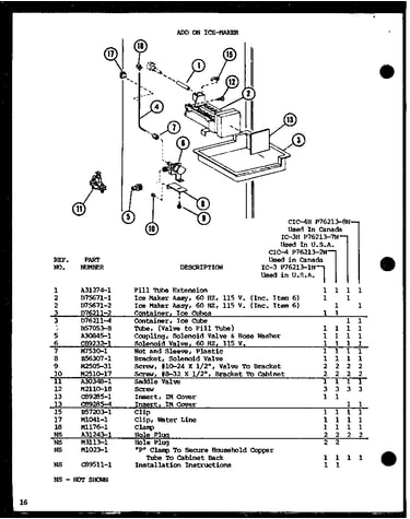 Add on ice-maker (ic-3/p76213-1w) (cic-4/p76213-2w) (ic-3h/p76213-7w) (cic-4h/p76213-8w)