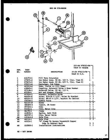 Add on ice-maker (ic-3h/p76213-5w) (cic-4h/p76213-6w)