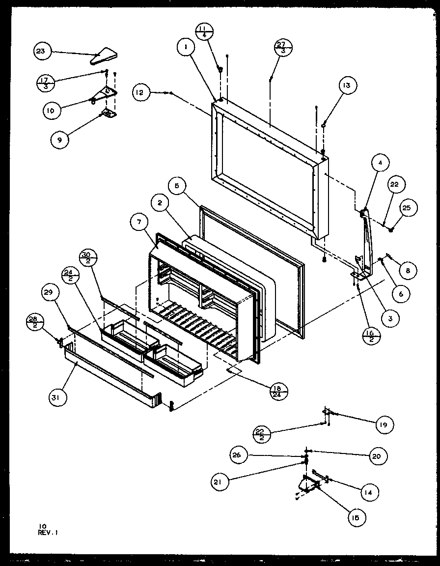 FREEZER DOOR (TZ22RL/P1157701WL) (TZ22RE/P1157701WE) (TZ22RW/P1157701WW) (TZI22RE/P1168003WE) (TZI22RL/P1168003WL) (TZI22RW/P1168003WW)