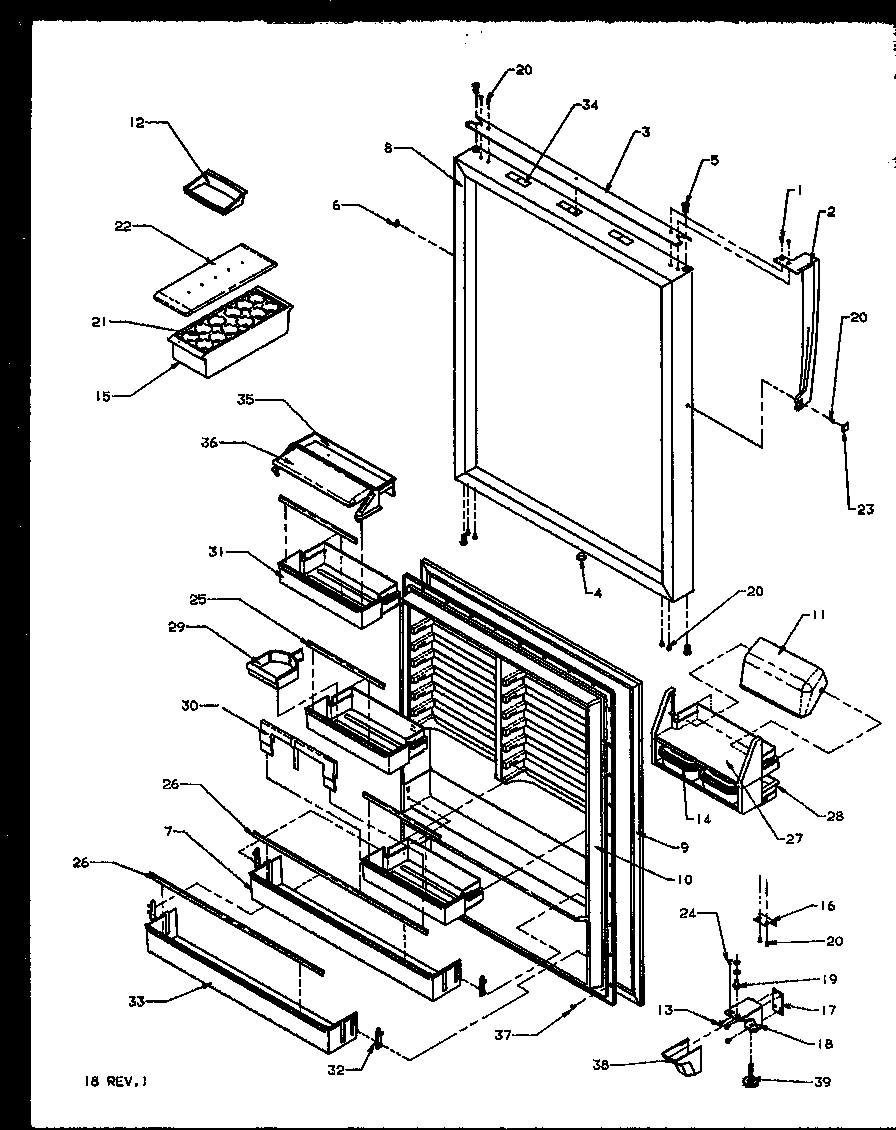 REFRIGERATOR DOOR (TX22R2E/P1157706WE) (TX22R2L/P1157706WL) (TX22R2W/P1157706WW) (TXI22R2L/P1168014WL) (TXI22R2E/P1168014WE) (TXI22R2W/P1168014WW)