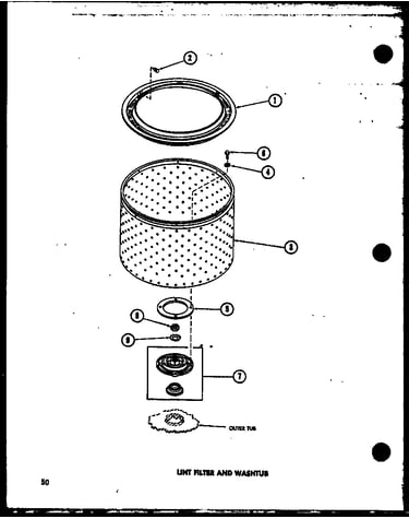 Lint filter and washtub (taa400/p75751-9w) (taa600/p75751-10w) (taa800/p75751-11w)