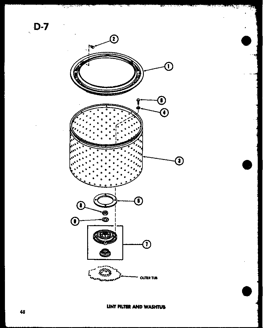 LINT FILTER AND WASHTUB (TAA400/P75751-5W) (TAA600/P75751-6W) (TAA800/P75751-7W) (TAA400/P75751-2W) (TAA600/P75751-1W) (TAA800/P75751-3W)