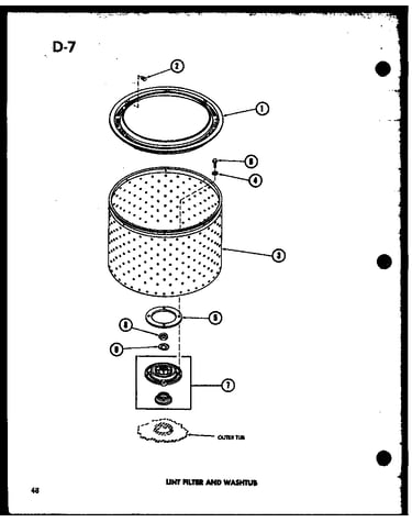 Lint filter and washtub (taa400/p75751-5w) (taa600/p75751-6w) (taa800/p75751-7w) (taa400/p75751-2w) (taa600/p75751-1w) (taa800/p75751-3w)