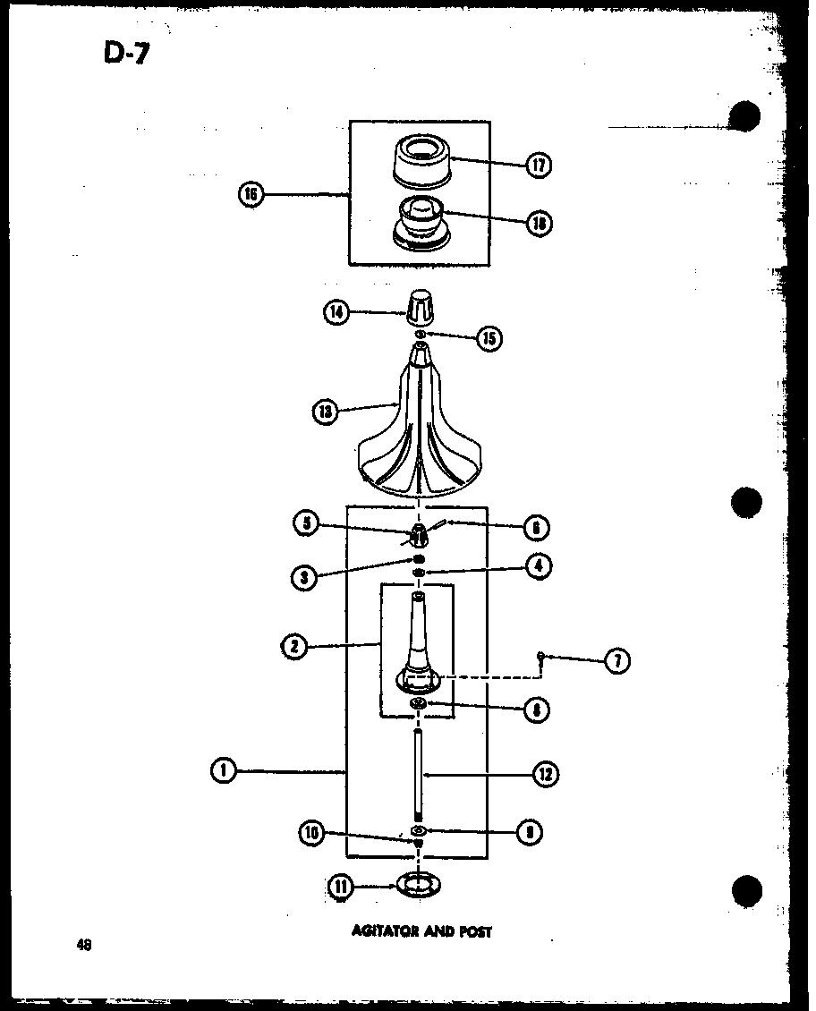 AGITATOR AND POST (TAA400/P75751-15W) (TAA600/P75751-16W) (TAA800/P75751-17W)