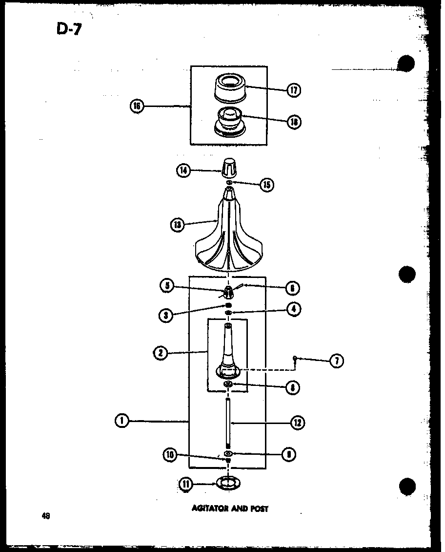 Agitator and post (taa400/p75751-15w) (taa600/p75751-16w) (taa800/p75751-17w)