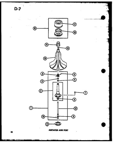 Agitator and post (taa400/p75751-15w) (taa600/p75751-16w) (taa800/p75751-17w)