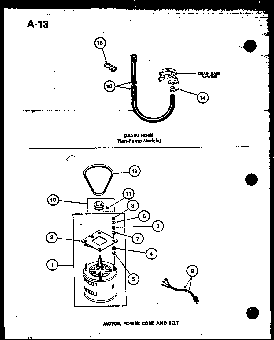 Drain hose (non-pump models)/motor
