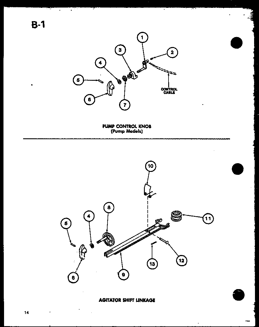 Pump control knob (pump models)/agitator shift linkage