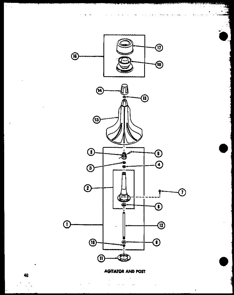 AGITATOR AND POST (TAA400/P77040-2W) (TAA600/P77040-4W) (TAA800/P77040-5W) (TAA500/P77040-3W)