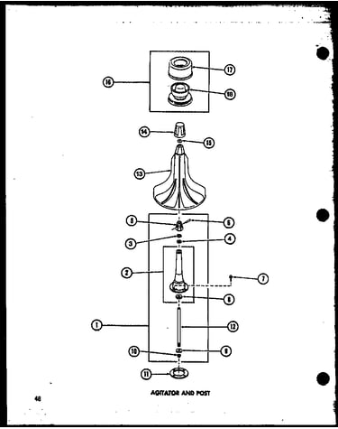 Agitator and post (taa400/p77040-2w) (taa600/p77040-4w) (taa800/p77040-5w) (taa500/p77040-3w)