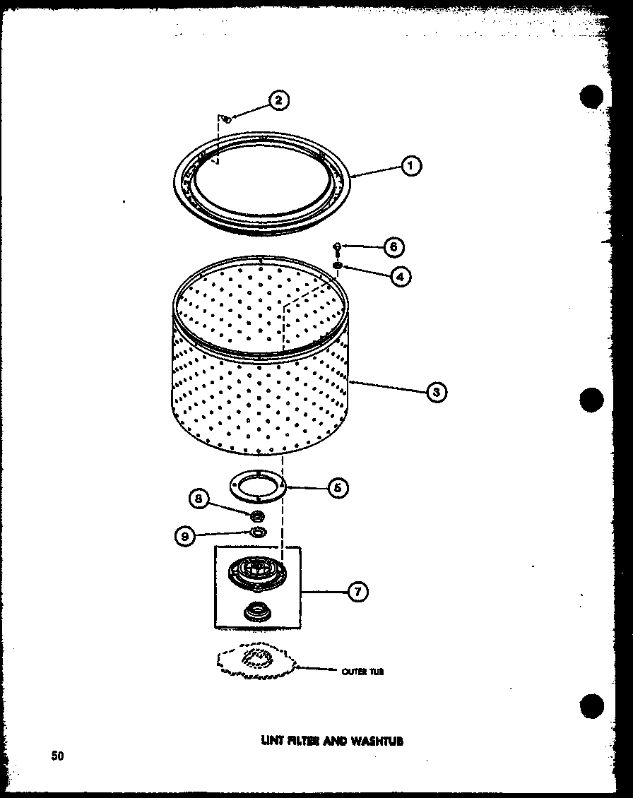 LINT FILTER AND WASHTUB (TAA400/P77040-2W) (TAA600/P77040-4W) (TAA800/P77040-5W) (TAA500/P77040-3W)