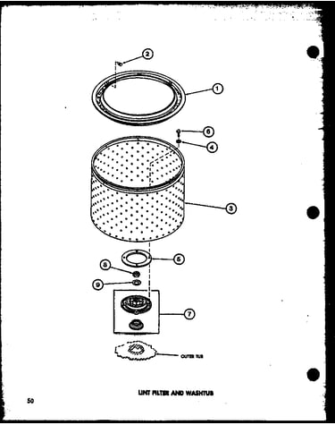 Lint filter and washtub (taa400/p77040-2w) (taa600/p77040-4w) (taa800/p77040-5w) (taa500/p77040-3w)
