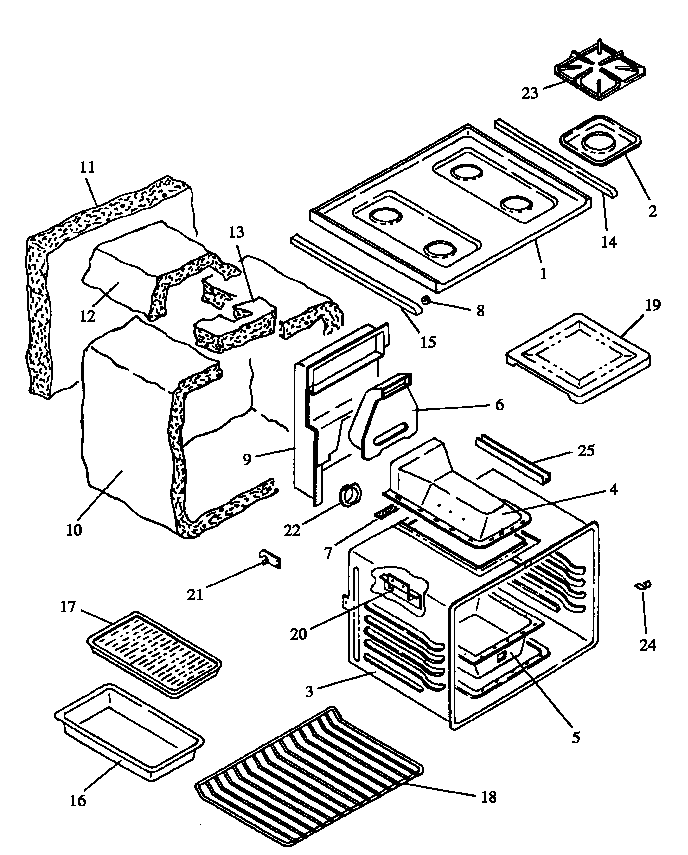 MAIN TOP AND OVEN ASSEMBLY (RST362/ALL) (RST365/ALL) (RST369/ALL) (RST376/ALL) (RST378/ALL) (RST378UWG/ALL) (RST380/ALL) (RST381/ALL) (RST387/ALL) (RST387UWW/ALL)