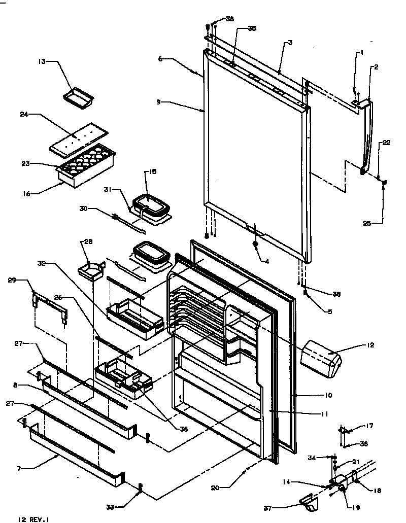 REFRIGERATOR DOOR (TS18R2G/P1181803WG) (TS18R2L/P1181803WL) (TS18R2W/P1181803WW) (TSI18R2L/P1182103WL) (TSI18R2W/P1182103WW) (TX18R2L/P1181804WL) (TX18R2W/P1181804WW)