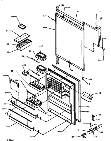 Refrigerator door (ts18r2g/p1181803wg) (ts18r2l/p1181803wl) (ts18r2w/p1181803ww) (tsi18r2l/p1182103wl) (tsi18r2w/p1182103ww) (tx18r2l/p1181804wl) (tx18r2w/p1181804ww)