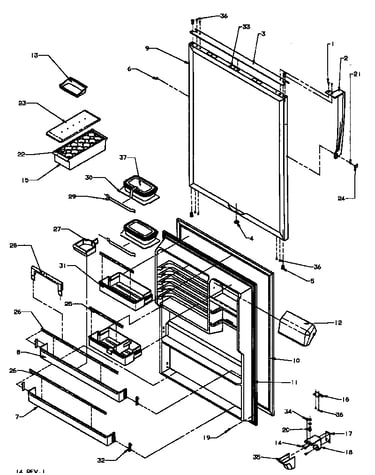 Refrigerator door (tx21r3e/p1181502we) (tx21r3l/p1181502wl) (tx21r3w/p1181502ww) (txi21r3e/p1182002we) (txi21r3l/p1182002wl) (txi21r3w/p1182002ww)