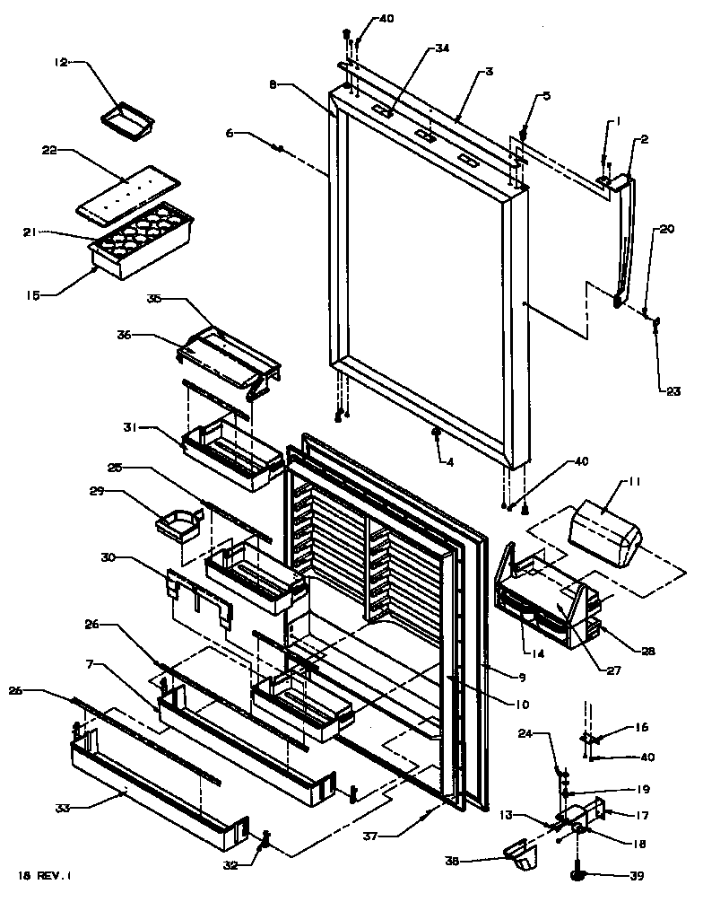 REFRIGERATOR DOOR (TX22R3E/P1181602WE) (TX22R3L/P1181602WL) (TX22R3W/P1181602WW) (TXI22R3E/P1182004WE) (TXI22R3L/P1182004WL)