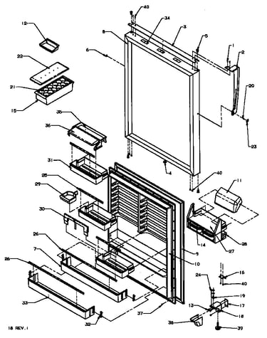 Refrigerator door (tx22r3e/p1181602we) (tx22r3l/p1181602wl) (tx22r3w/p1181602ww) (txi22r3e/p1182004we) (txi22r3l/p1182004wl)