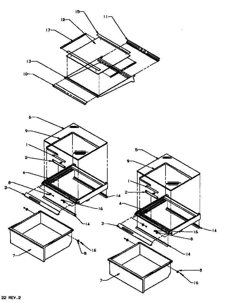 REFRIGERATOR SHELVING AND DRAWERS (SX19NL/P1168702WL) (SX19NW/P1168702WW)