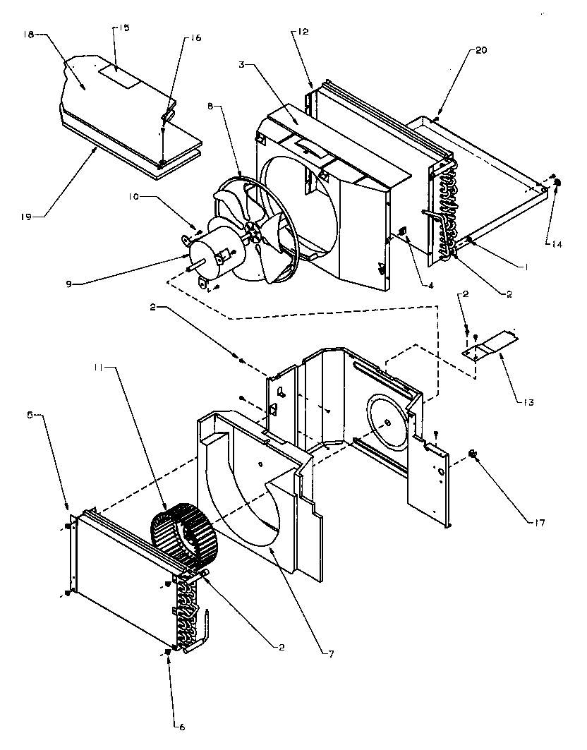 EVAPORATOR AND FAN MOTOR