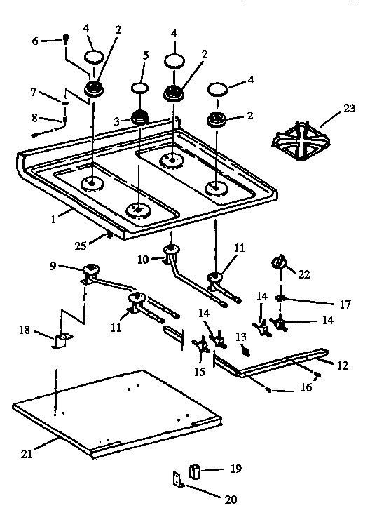 Sealed burner parts