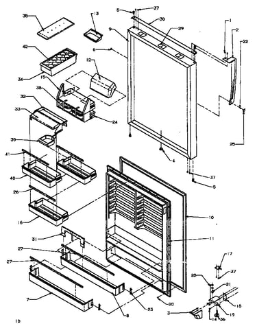 Refrigerator door assembly (tz19r3e/p1181906we) (tz19r3l/p1181906wl) (tz19r3w/p1181906ww)