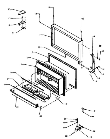 Freezer door (tz22r3e/p1181601we) (tz22r3l/p1181601wl) (tz22r3w/p1181601ww) (tzi22r3e/p1182003we) (tzi22r3l/p1182003wl) (tzi22r3w/p1182003ww)