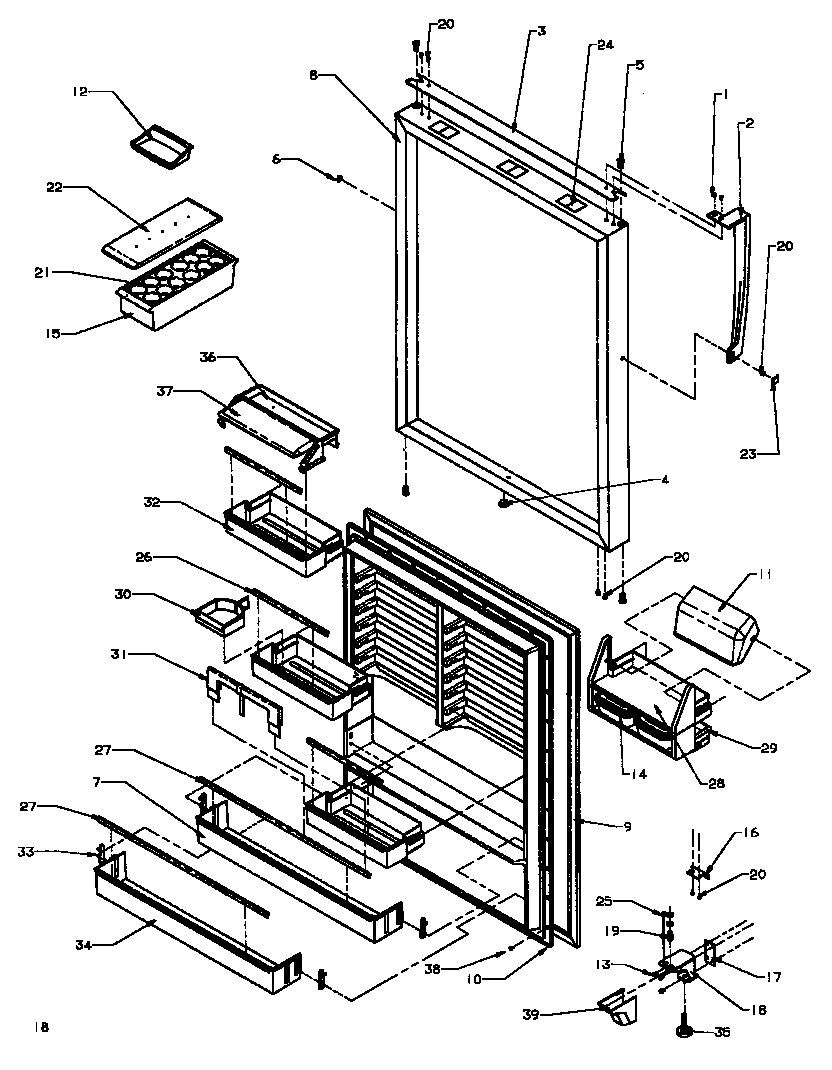 REFRIGERATOR DOOR (TZ22R3E/P1181601WE) (TZ22R3L/P1181601WL) (TZ22R3W/P1181601WW) (TZI22R3E/P1182003WE) (TZI22R3L/P1182003WL) (TZI22R3W/P1182003WW)