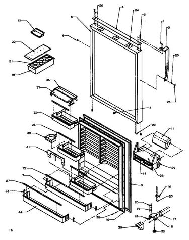 Refrigerator door (tz22r3e/p1181601we) (tz22r3l/p1181601wl) (tz22r3w/p1181601ww) (tzi22r3e/p1182003we) (tzi22r3l/p1182003wl) (tzi22r3w/p1182003ww)