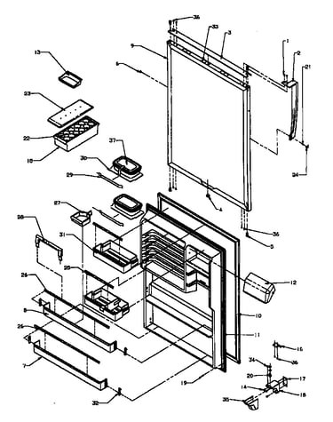 Refrigerator door (tx21a3e/p1181504we) (tx21a3l/p1181504wl) (tx21a3w/p1181504ww) (txi21a3e/p1182006we) (txi21a3l/p1182006wl) (txi21a3w/p1182006ww)