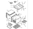 Caloric ESK37002LG/P1142618NLG main top and oven assembly diagram